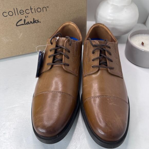 Clarks Whiddon Cap Toe Oxford Leather Shoes Dark Tan 52913 Men\'s US 8.5M NWD main image 9